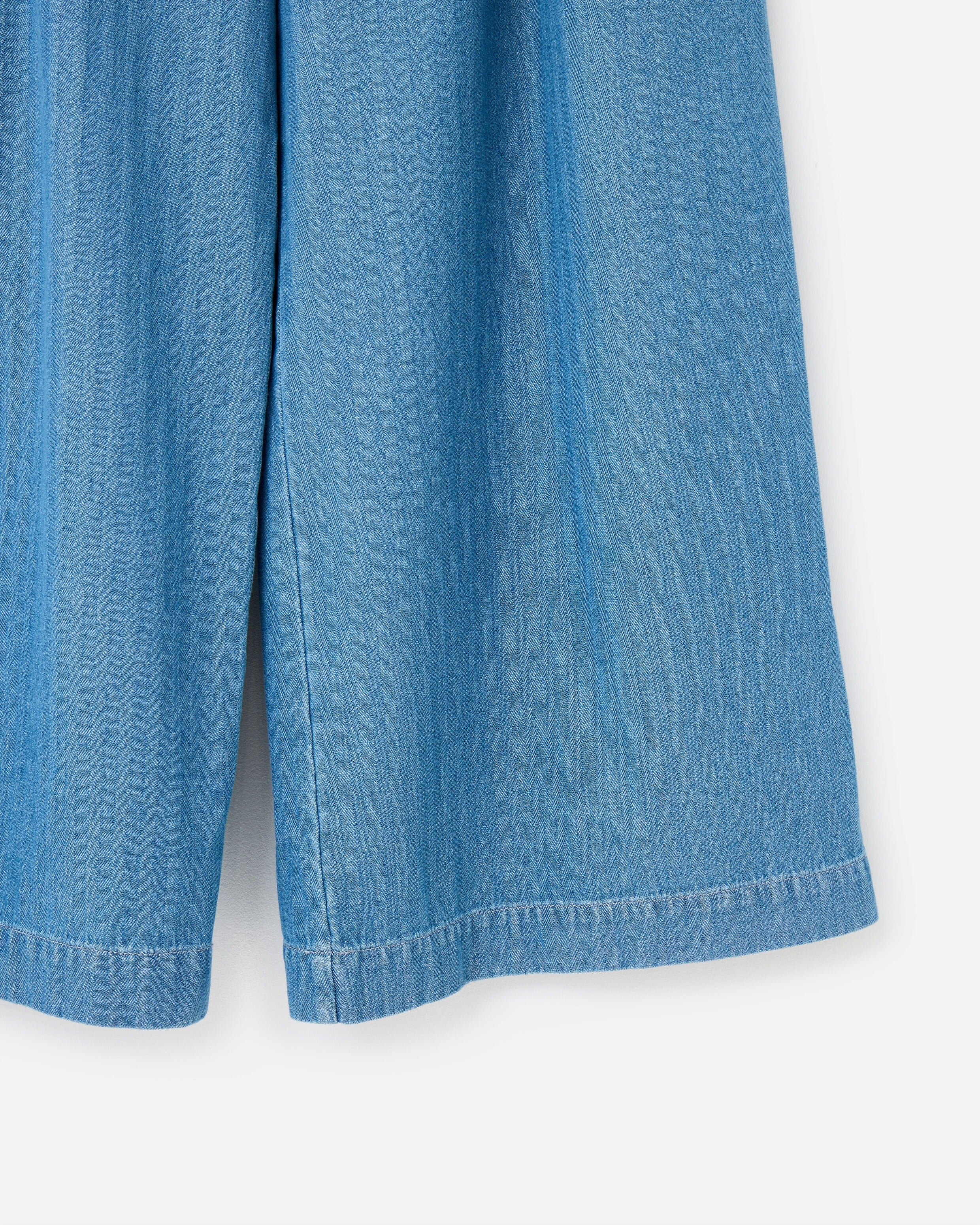 Blue Denim Pleat Waist Cropped Wide Leg Jeans | Oliver Bonas Blue Denim Pleat Waist Cropped Wide Leg Jeans | Oliver Bonas
