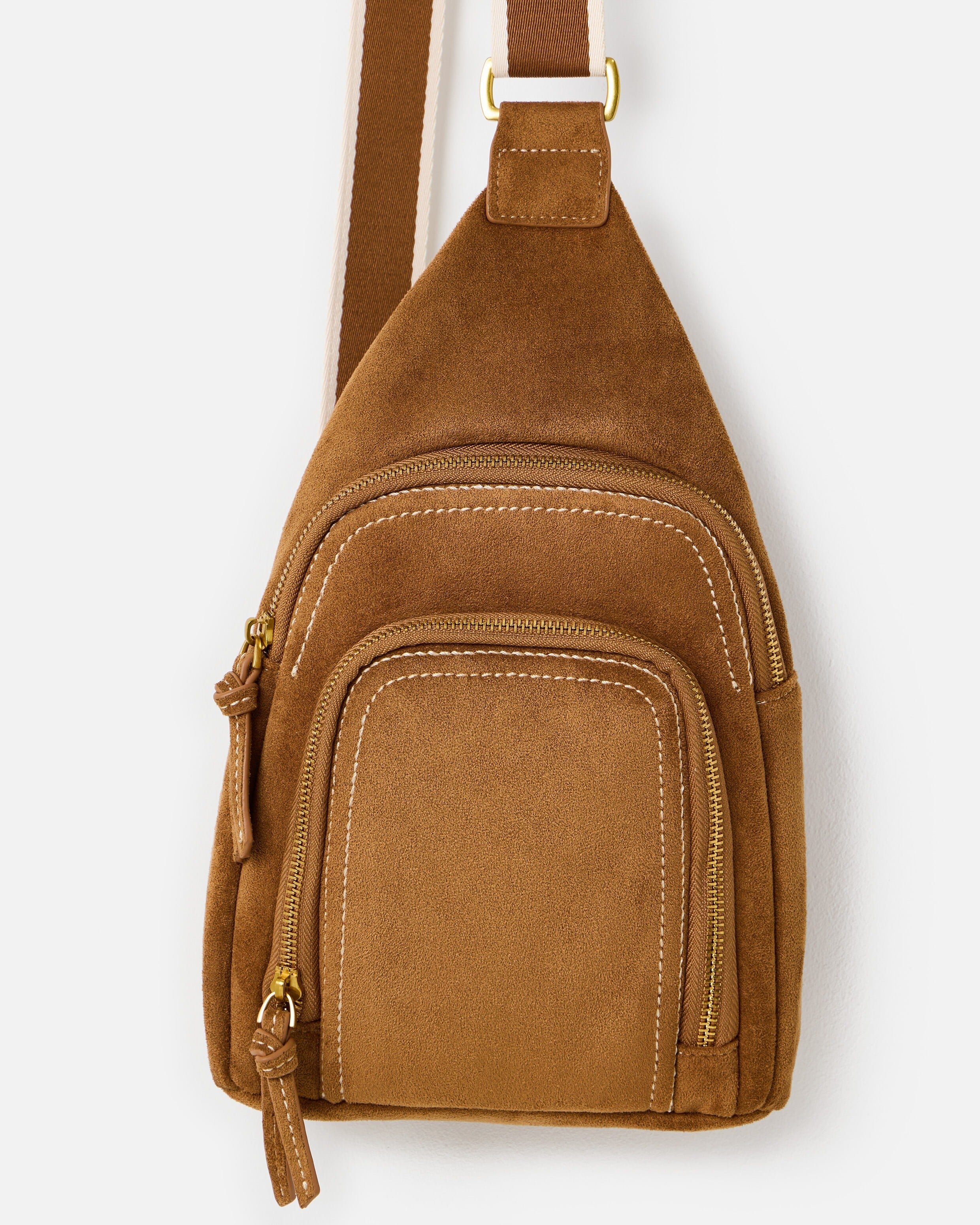 Reece Camel Brown Faux Suede Belt Bag | Oliver Bonas