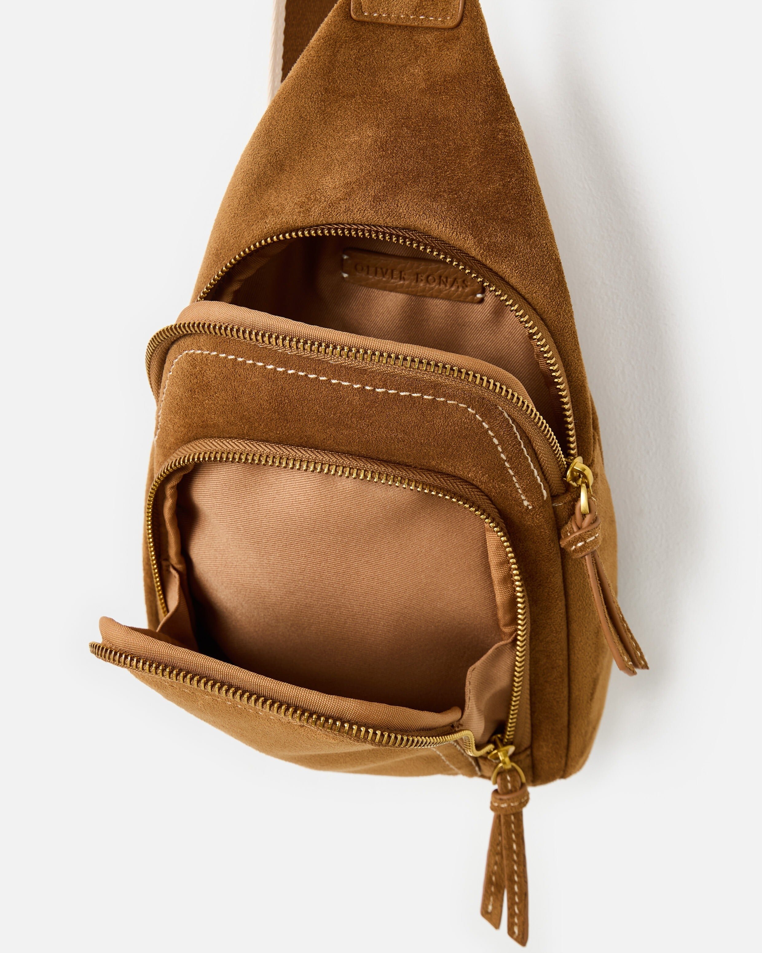 Reece Camel Brown Faux Suede Belt Bag | Oliver Bonas