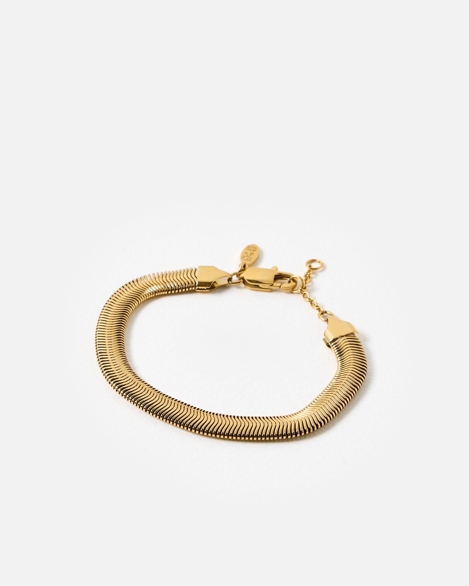 Harper Gold Tone Stainless Steel Waterproof Snake Chain Bracelet