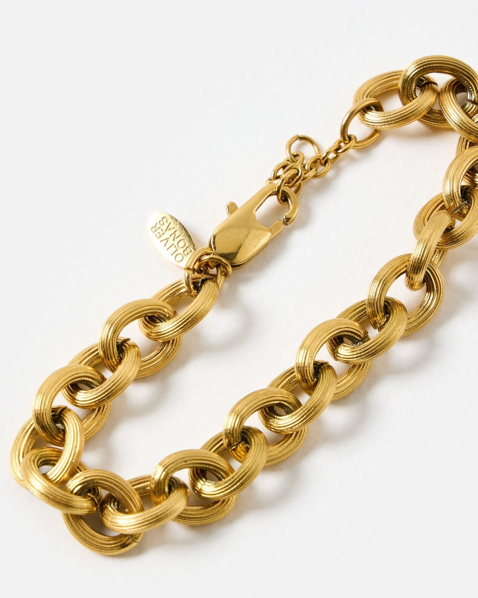 Jane Etched Gold Tone Waterproof Chunky Chain Bracelet | Oliver Bonas