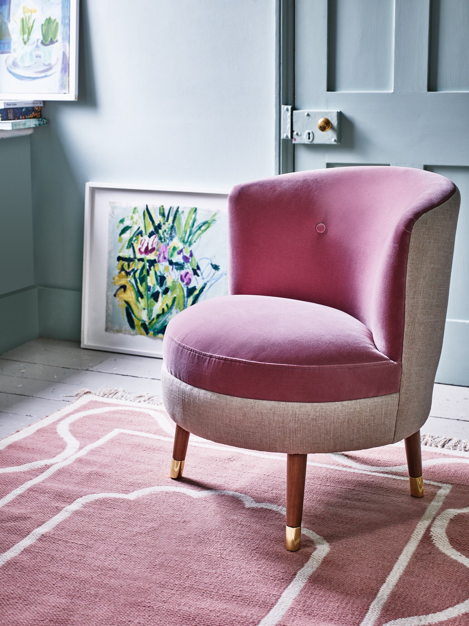 Ola Dusty Pink Velvet Accent Chair Oliver Bonas