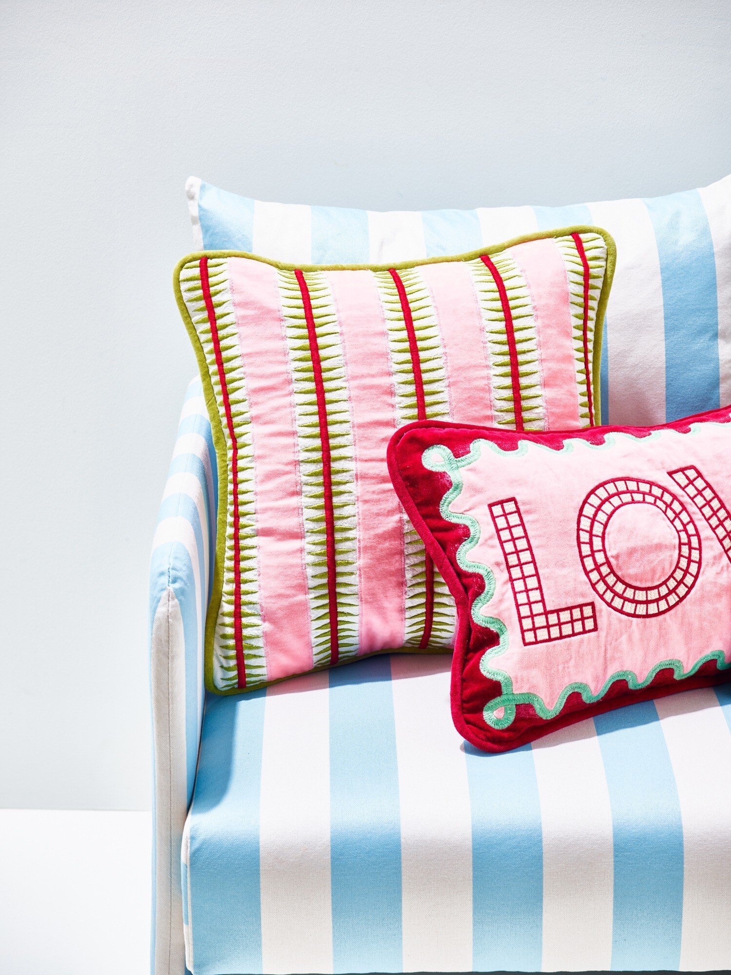 Reversible Pink Diamond Stripe Cushion Cover 45x45cm