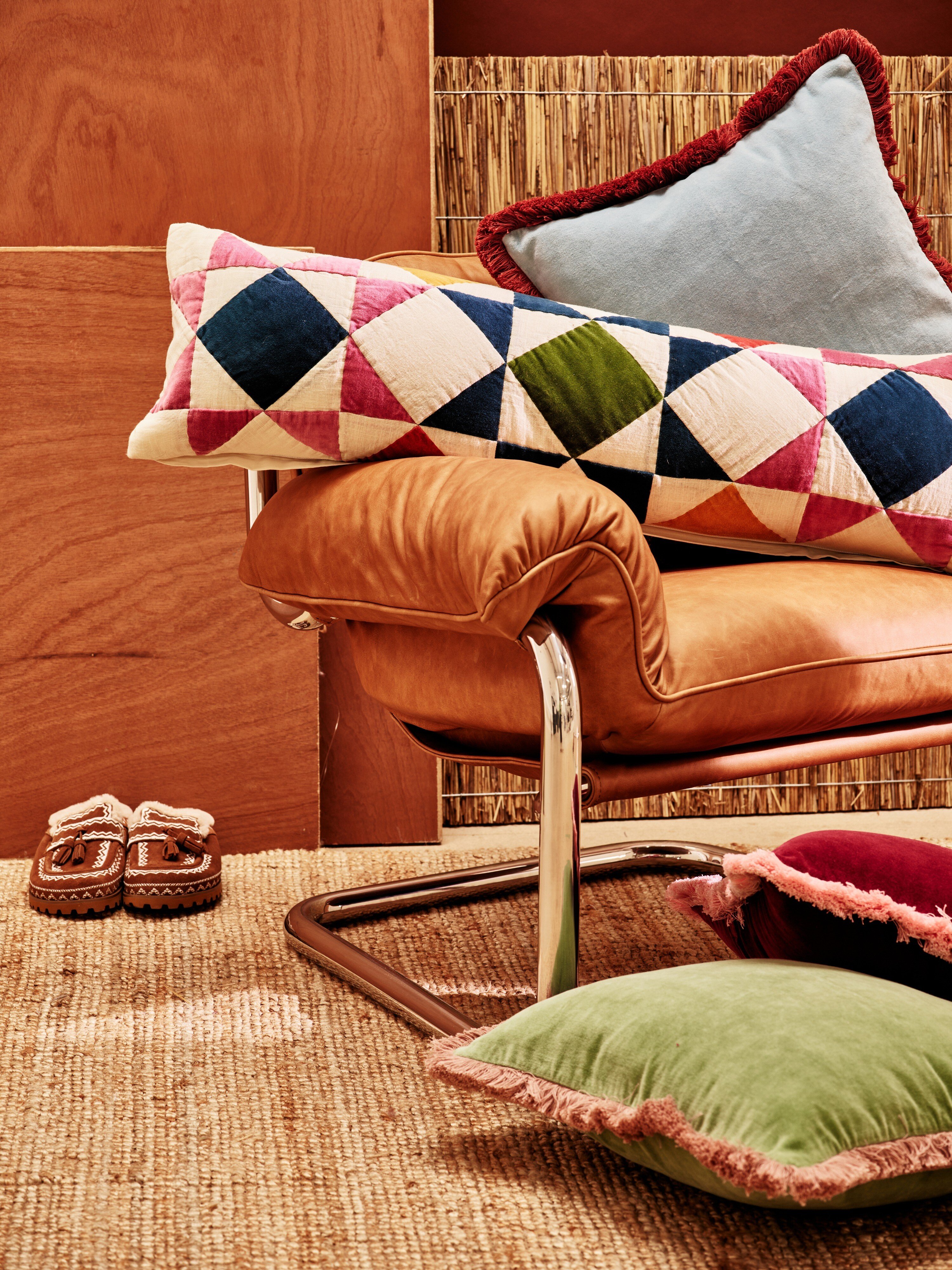 Patchwork Multicolour Velvet Bolster Cushion Cover 32x95cm