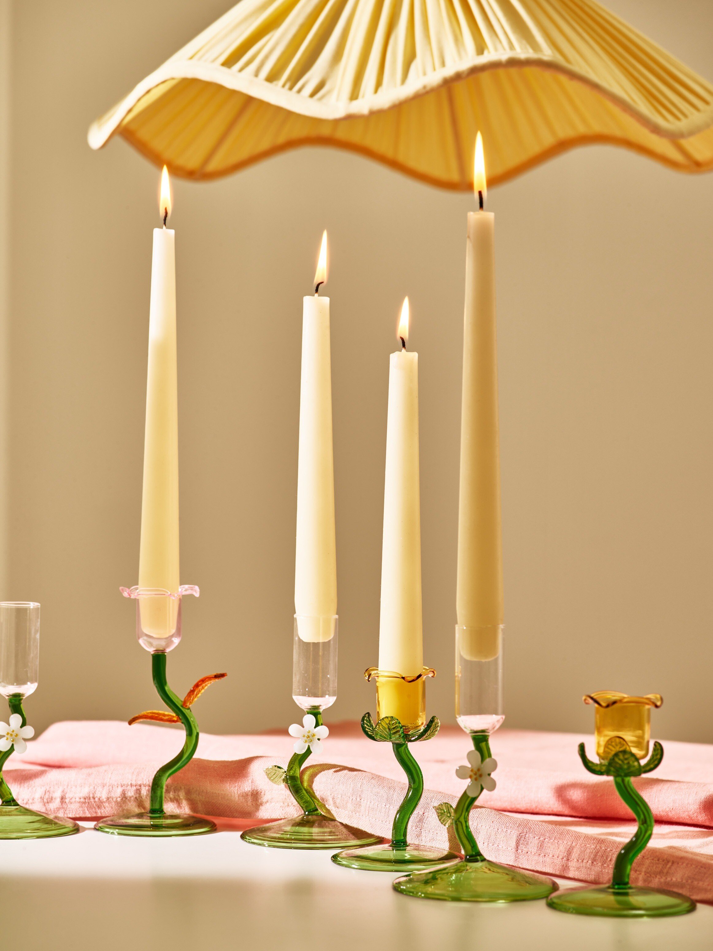 Flower Glass Candlestick Holders Set of Two | Oliver Bonas