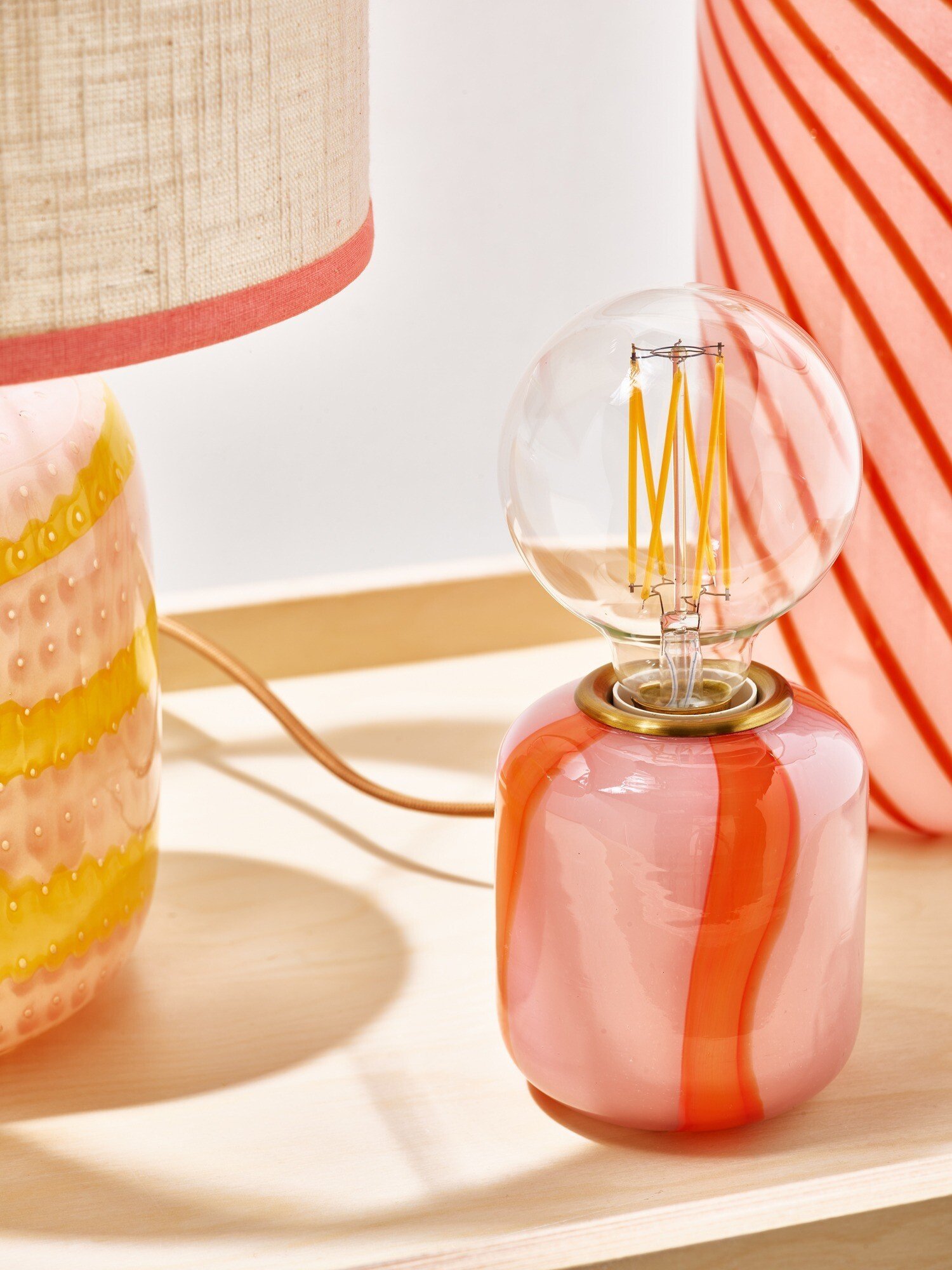 Clara Orange Stripe Desk Table Lamp Base Oliver Bonas