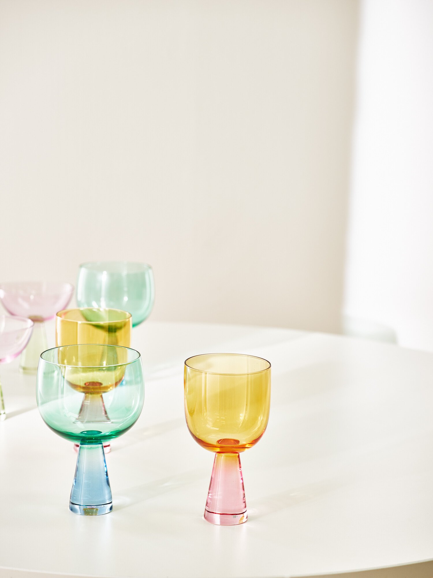 Yara Sculptural Green Gin Glasses Set of Two | Oliver Bonas