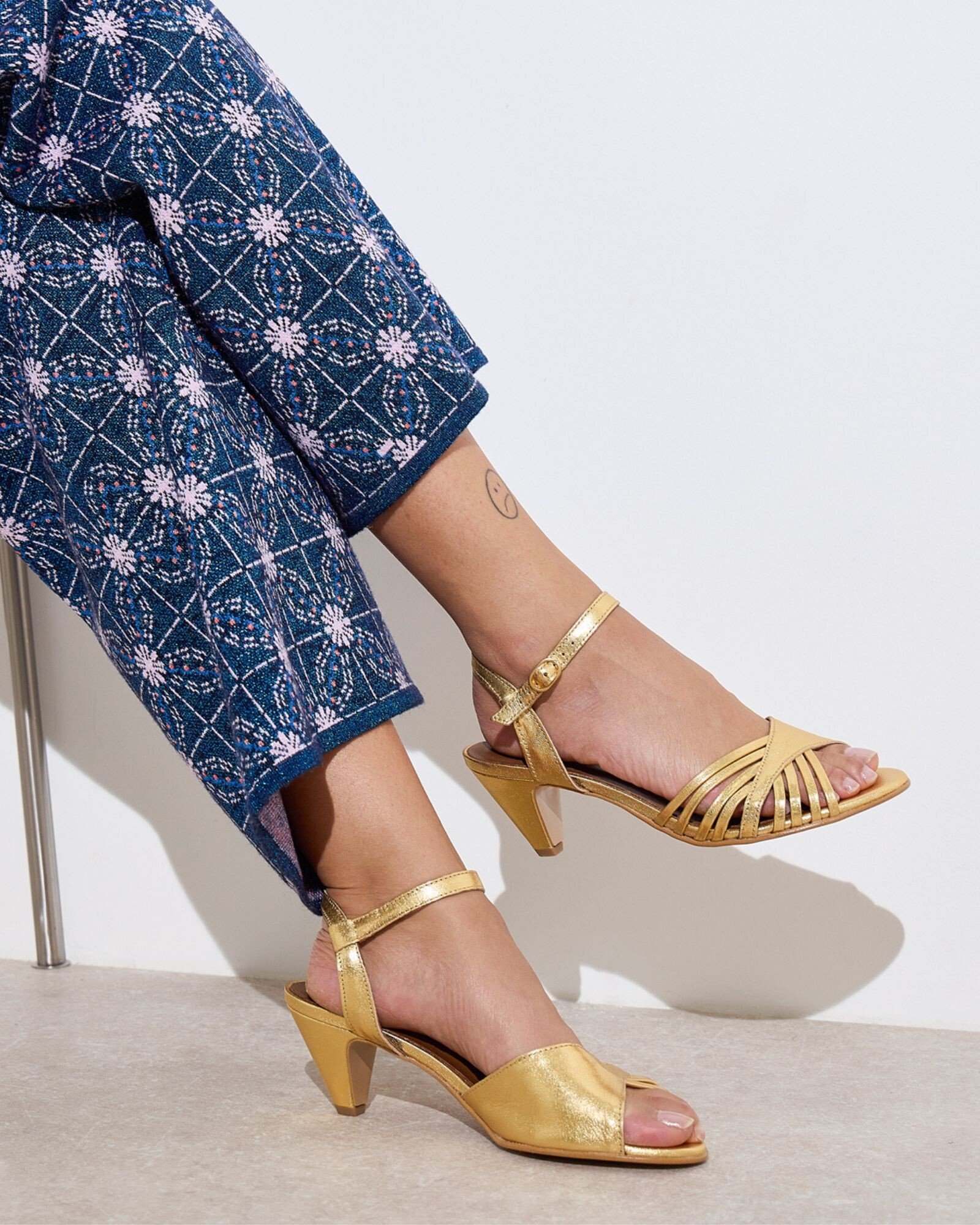 Anonymous Copenhagen Hermine Gold Leather Heeled Sandals | Oliver