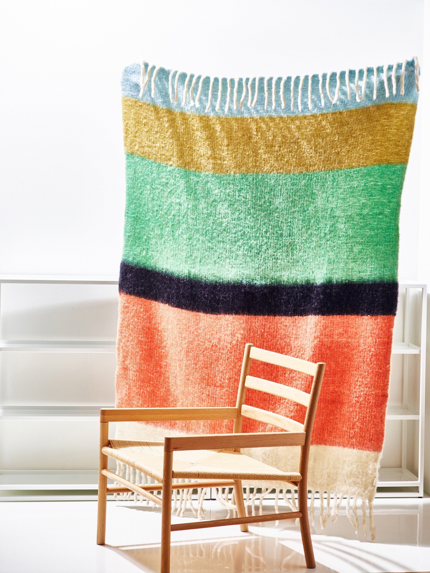 Multicoloured Stripe Knitted Cosy Throw