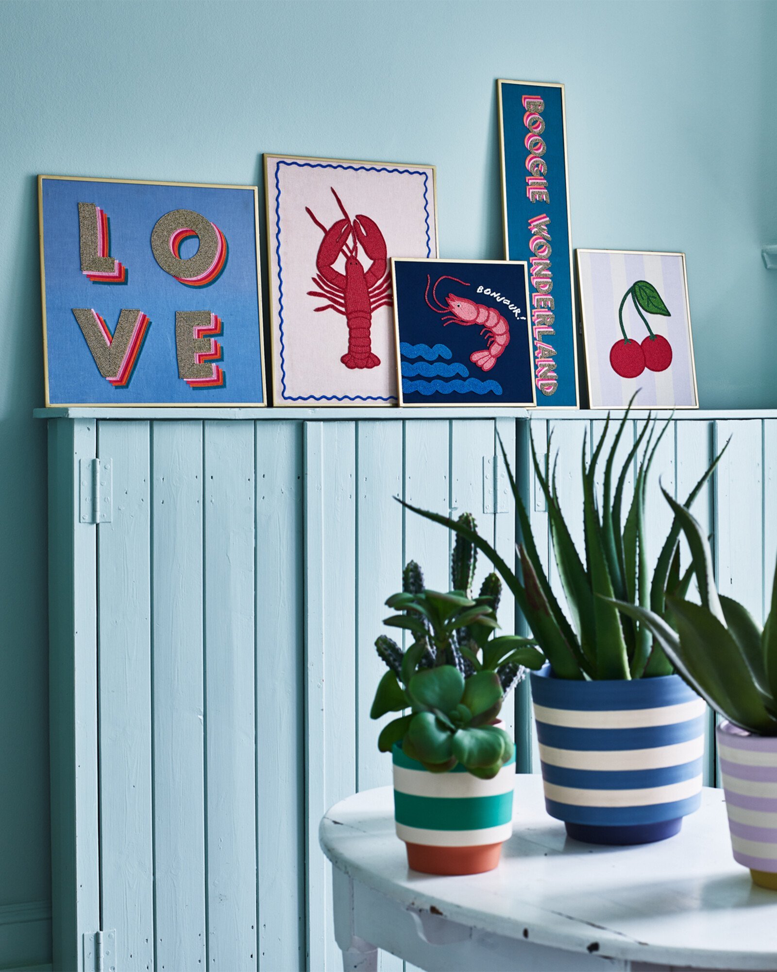 Love Beaded Blue Fabric Wall Art Oliver Bonas