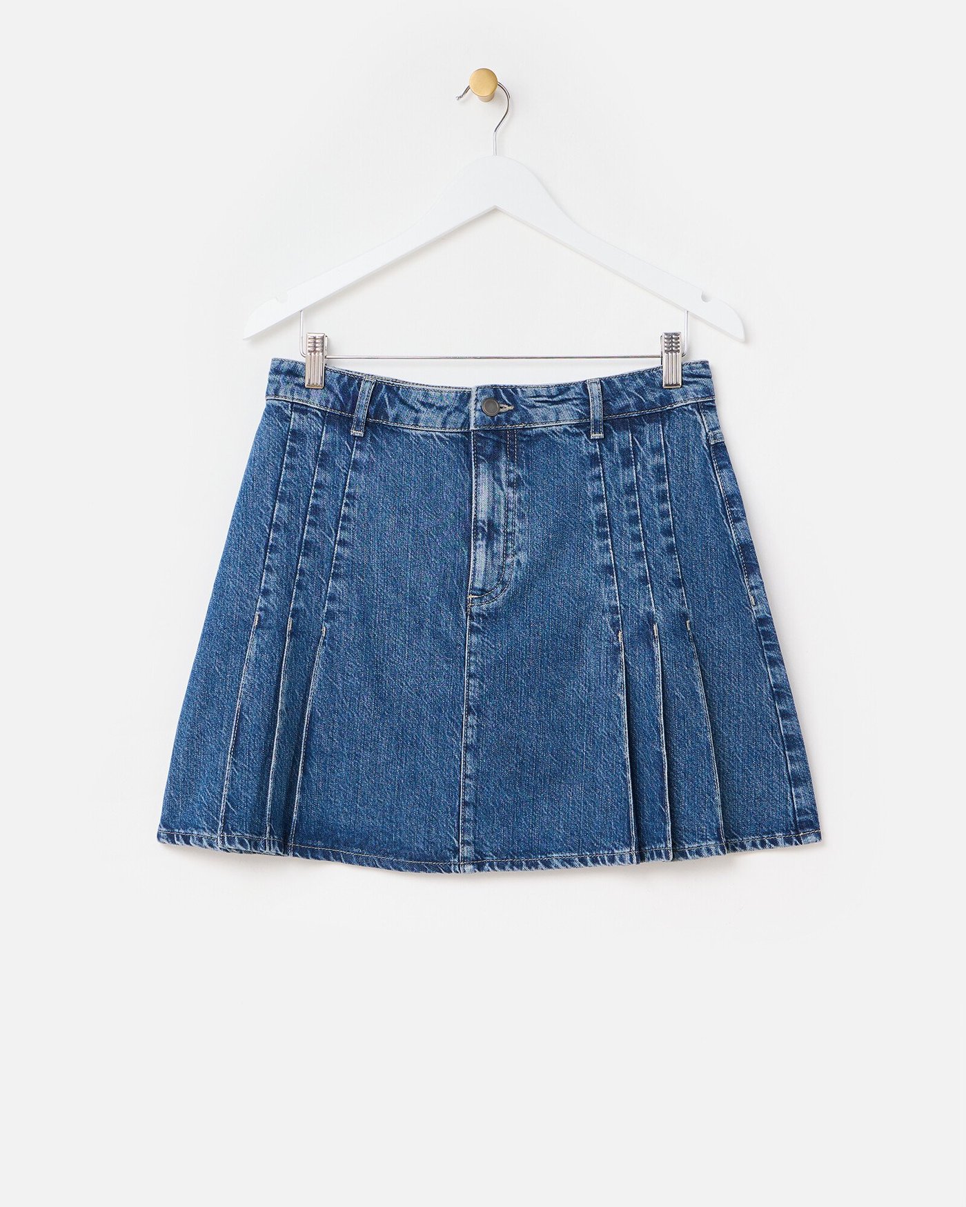 Mini Skirt Pleated Denim Button Skirt WEITINGWomen Fashion Wide