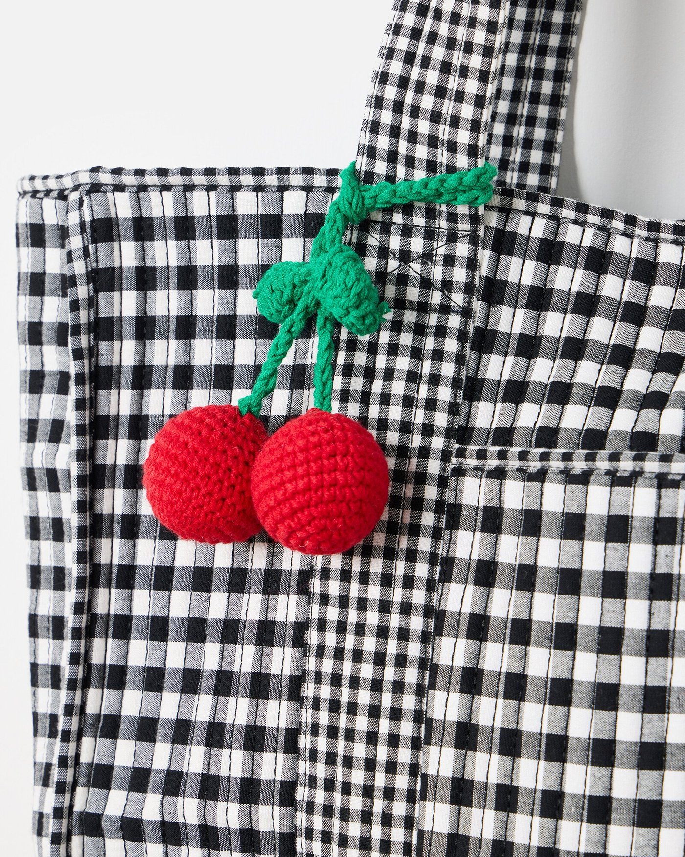 Black Gingham Cherry Charm Fabric Tote Bag | Oliver Bonas Black Gingham Cherry Charm Fabric Tote Bag | Oliver Bonas