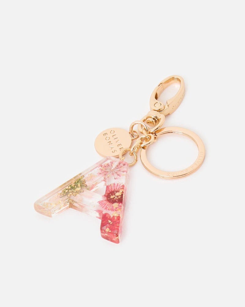Alphabet Pink Flower Resin Initial Keyring | Oliver Bonas