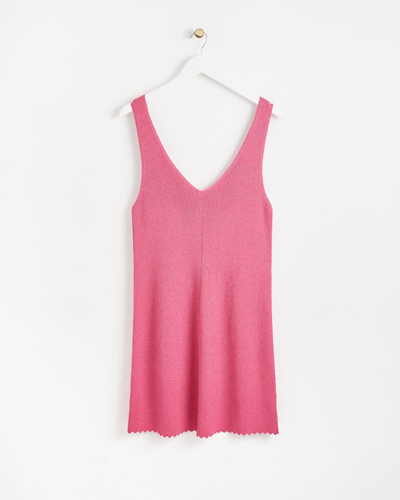 Sparkle Scalloped Pink Knitted Mini Dress