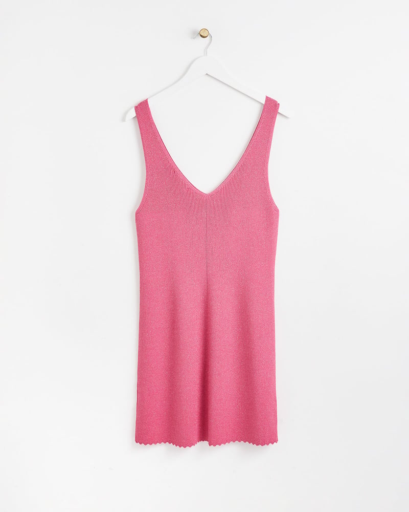 Sparkle Scalloped Pink Knitted Mini Dress