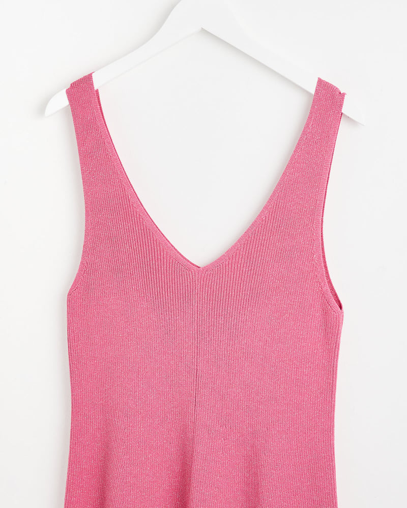 Sparkle Scalloped Pink Knitted Mini Dress