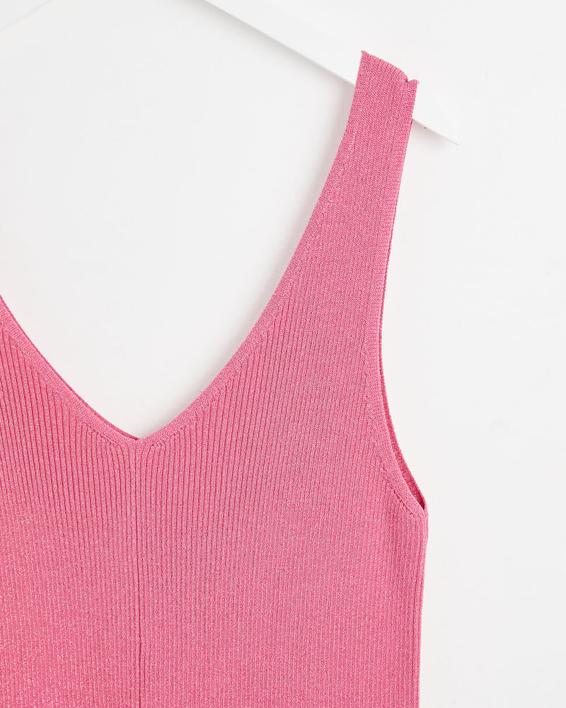 Sparkle Scalloped Pink Knitted Mini Dress