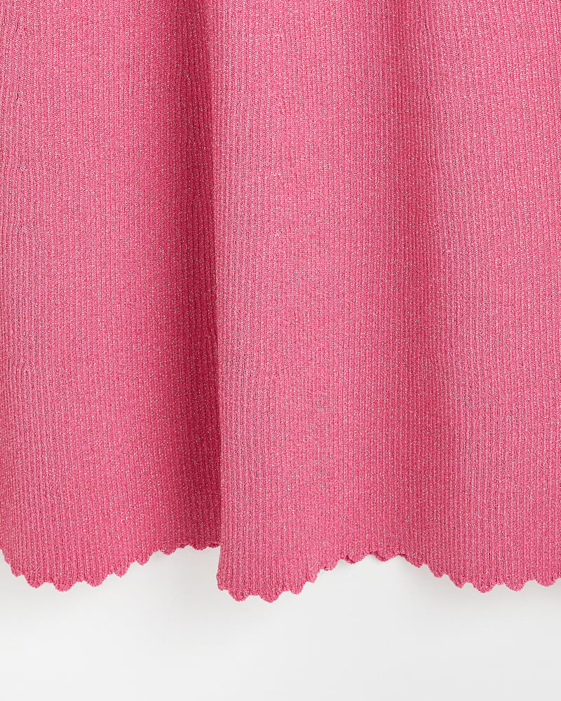 Sparkle Scalloped Pink Knitted Mini Dress