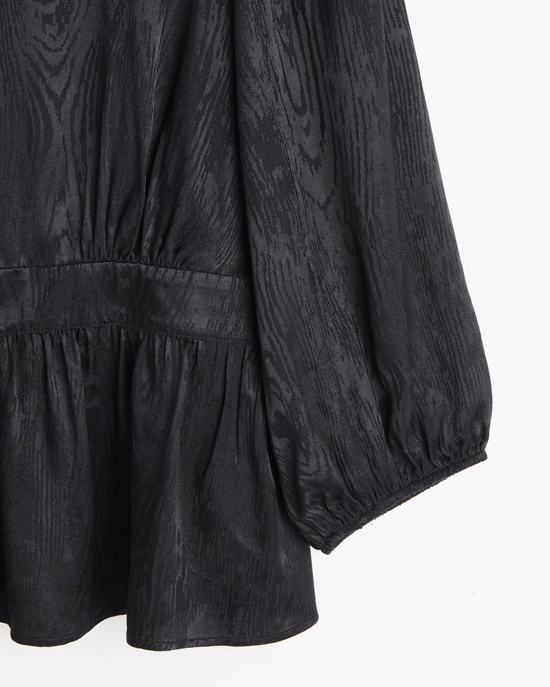 Textured Jacquard Black Blouse