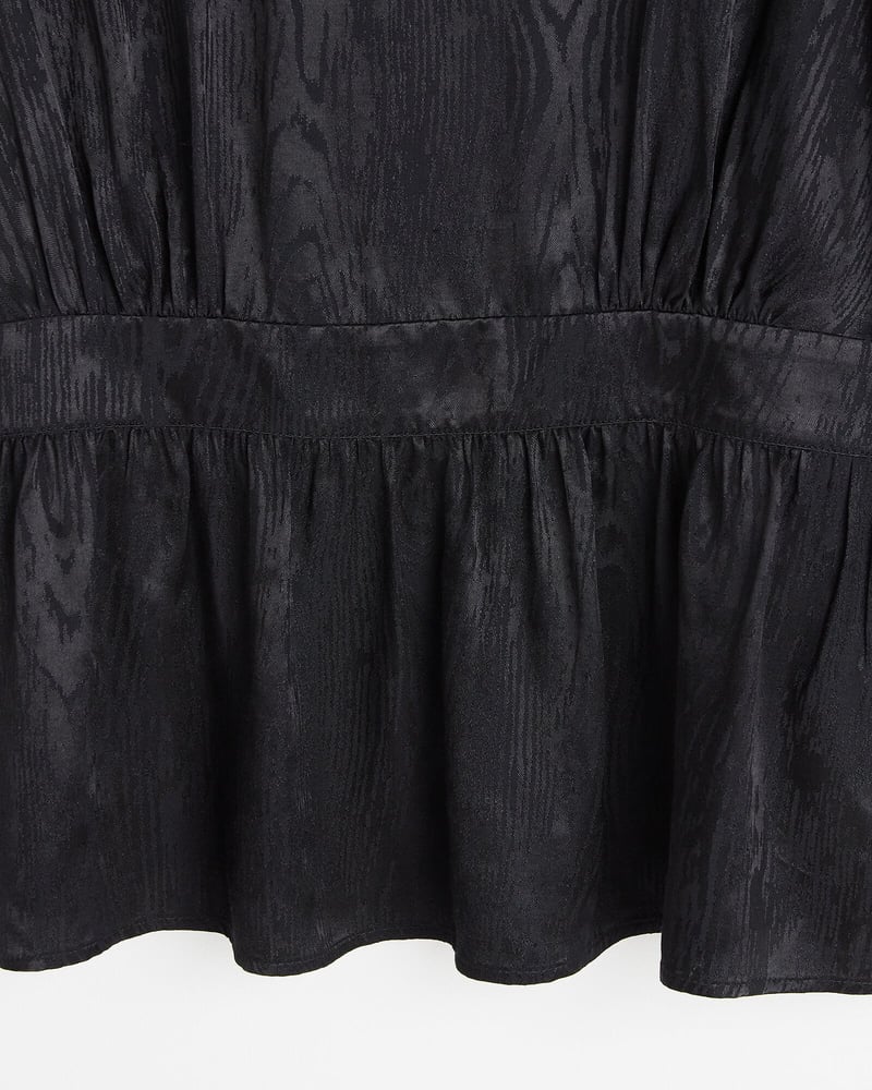 Textured Jacquard Black Blouse
