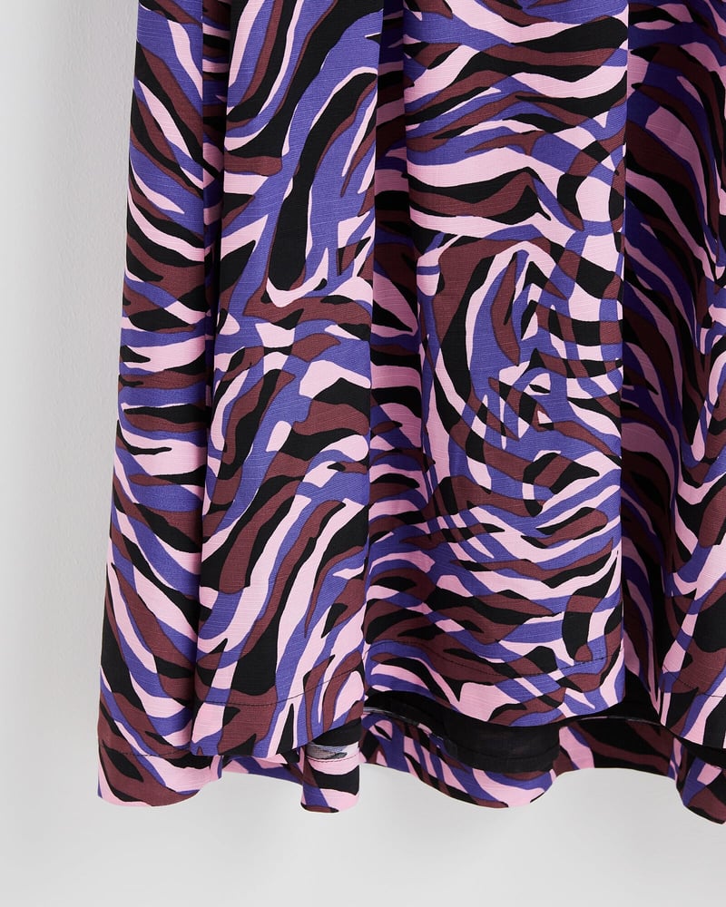 Abstract Animal Print Purple Midi Dress