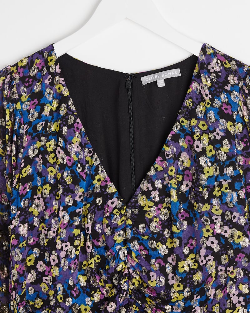 Treasured Floral Metallic Midi Dress