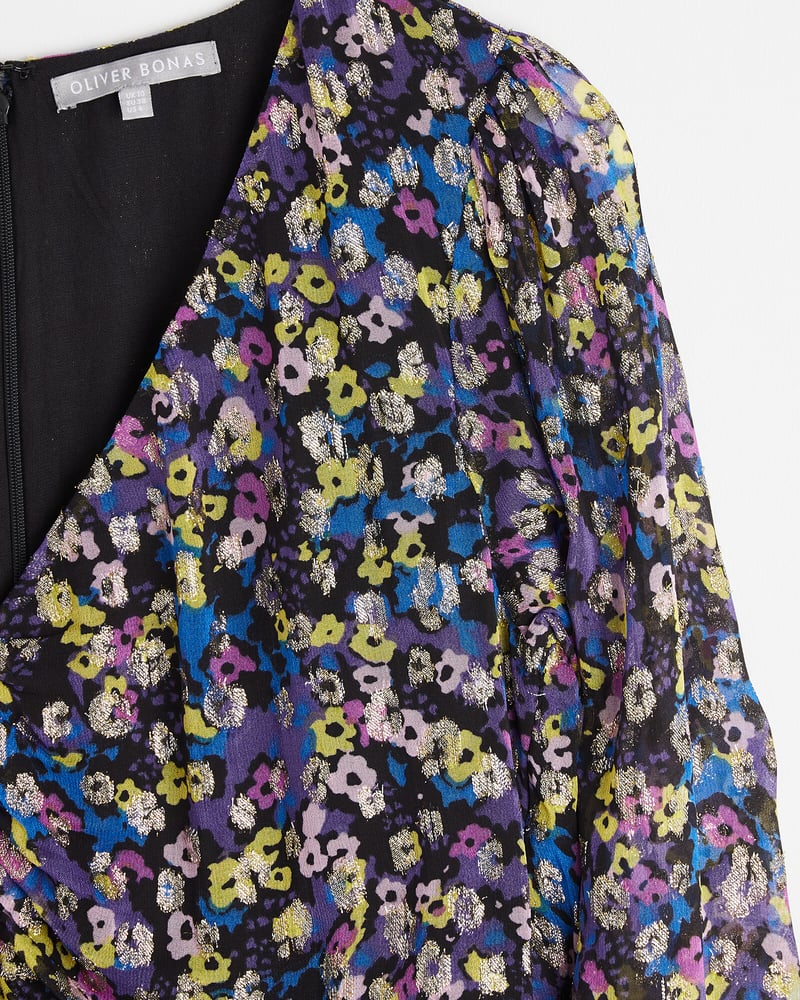 Treasured Floral Metallic Midi Dress