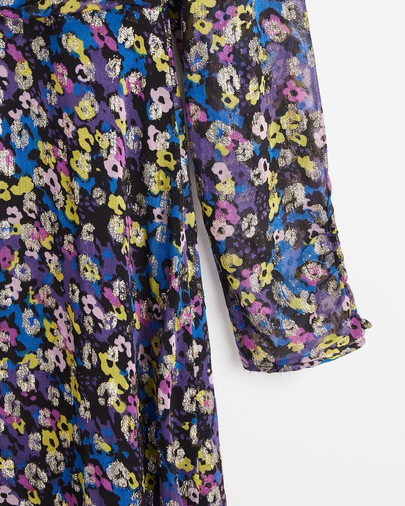 Treasured Floral Metallic Midi Dress