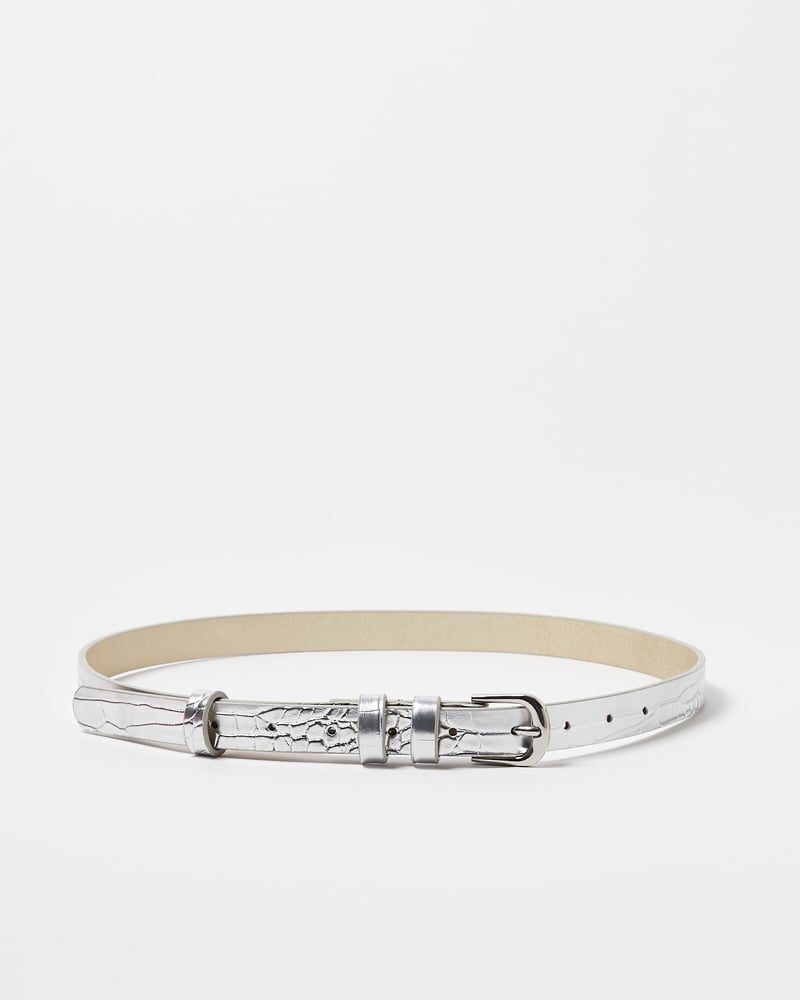 Silver Faux Croc Jeans Belt