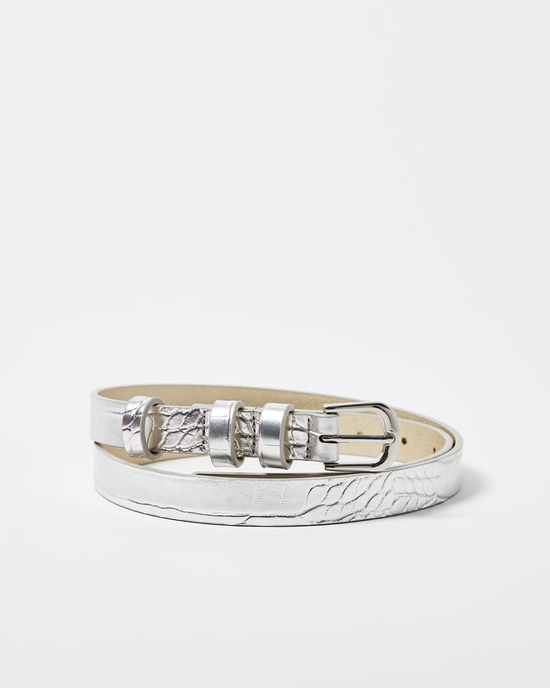 Silver Faux Croc Jeans Belt