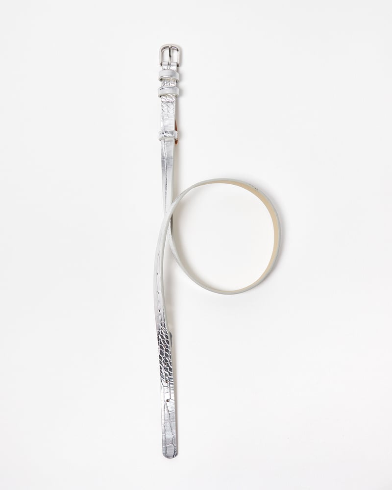 Silver Faux Croc Jeans Belt