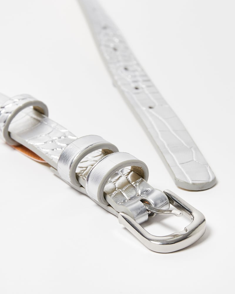 Silver Faux Croc Jeans Belt