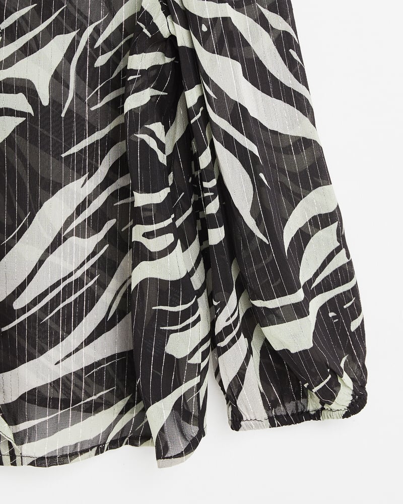 Metallic Stripe Black Frill Blouse