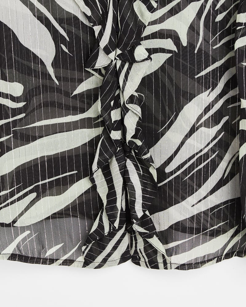 Metallic Stripe Black Frill Blouse