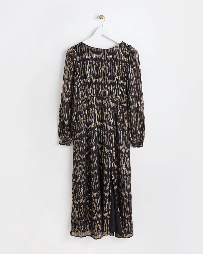 Golden Metallic Midi Dress