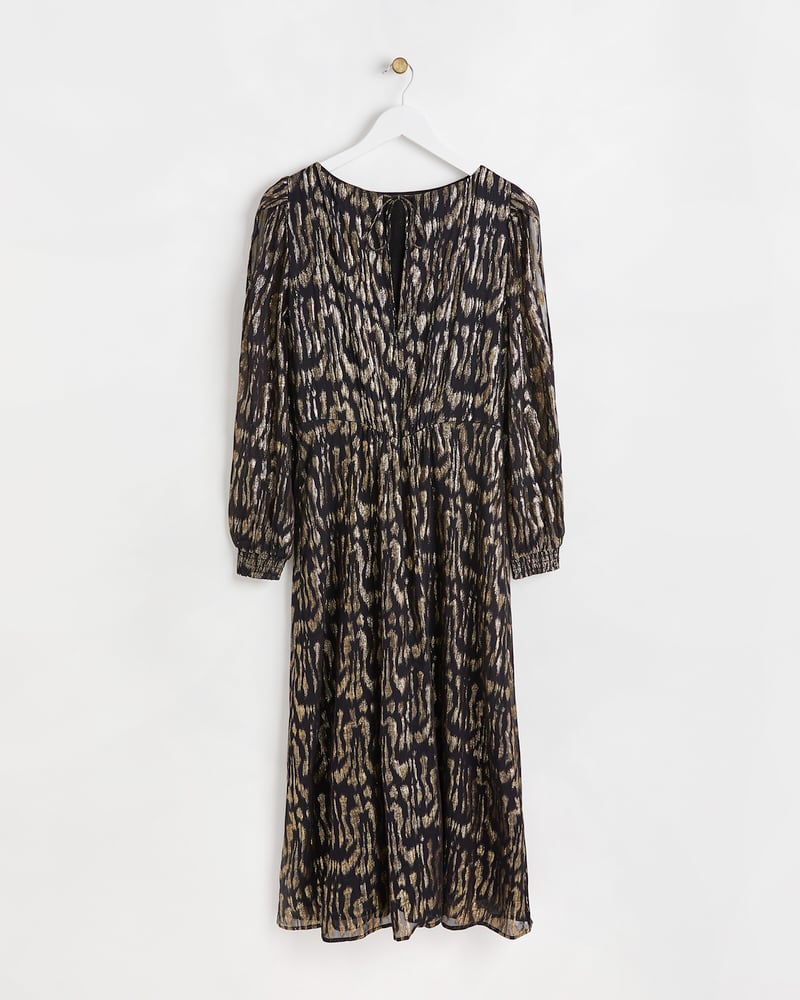 Golden Metallic Midi Dress