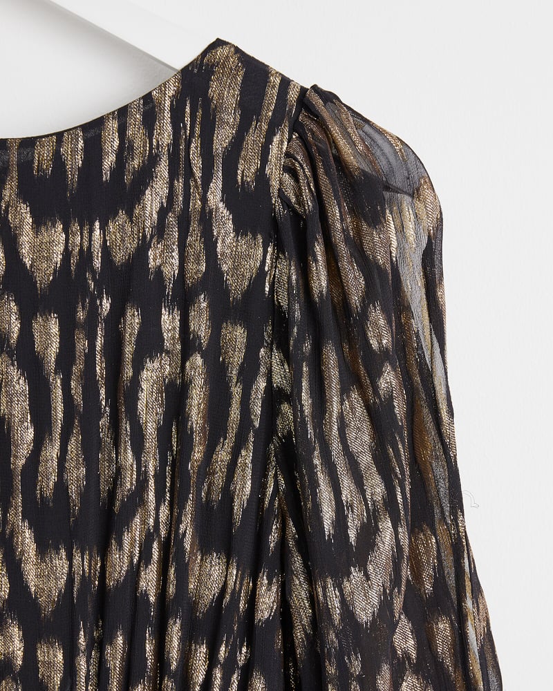 Golden Metallic Midi Dress