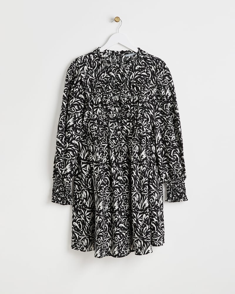 Swirl Black & White Mini Dress