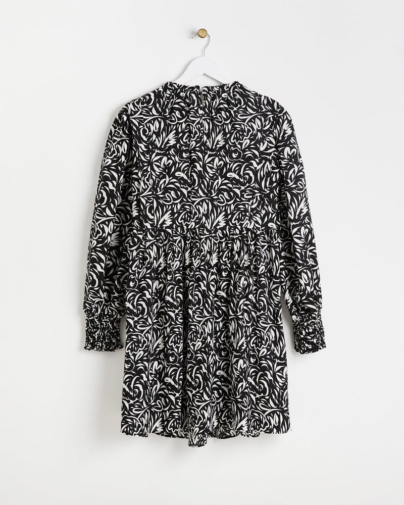 Swirl Black & White Mini Dress