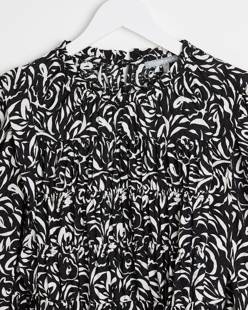 Swirl Black & White Mini Dress