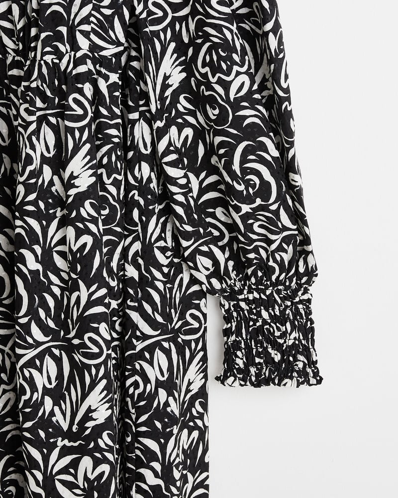 Swirl Black & White Mini Dress