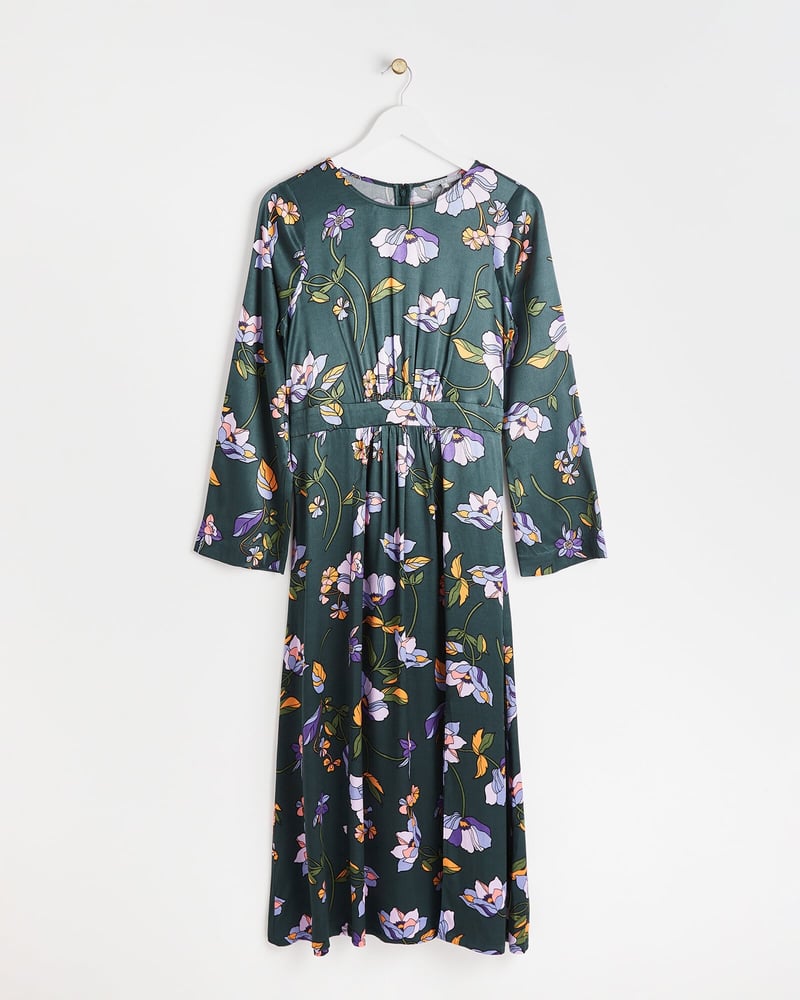 Twilight Bloom Floral Green Midi Dress