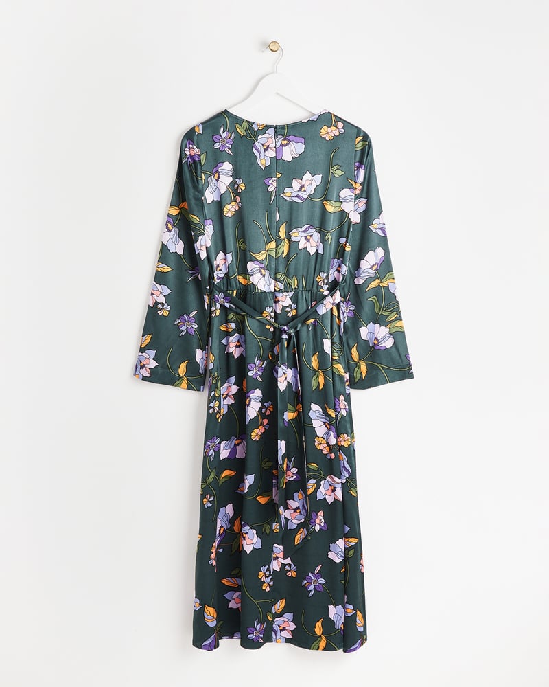 Twilight Bloom Floral Green Midi Dress