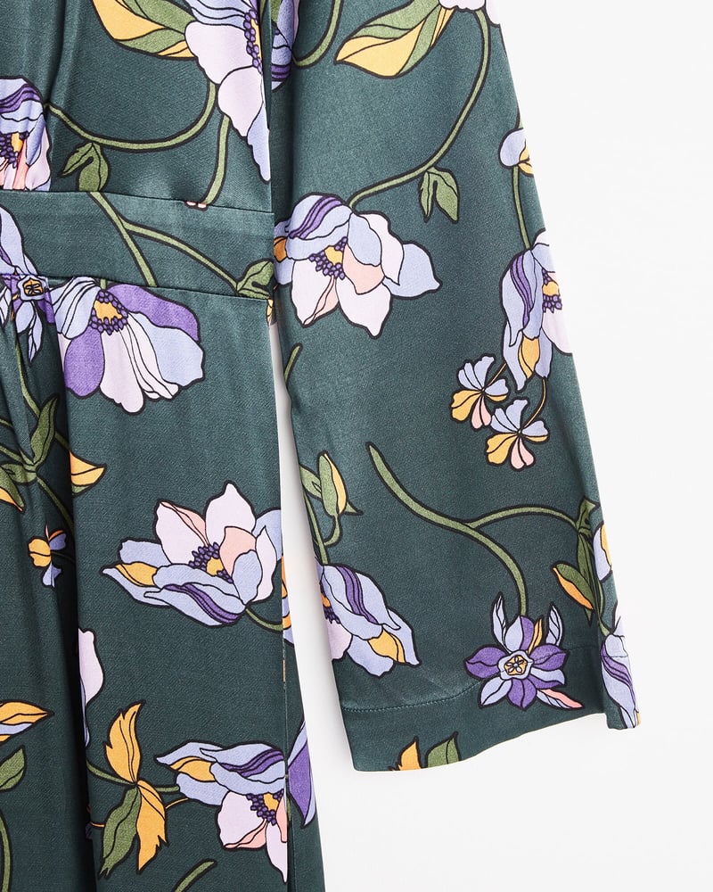 Twilight Bloom Floral Green Midi Dress