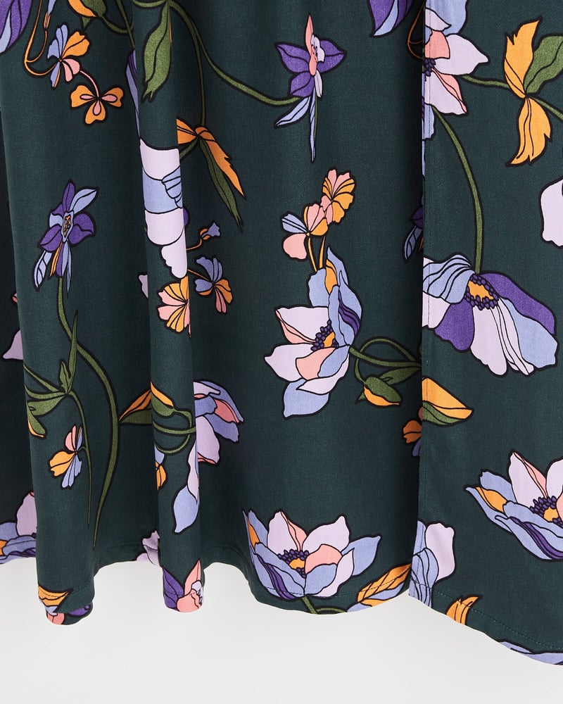 Twilight Bloom Floral Green Midi Dress