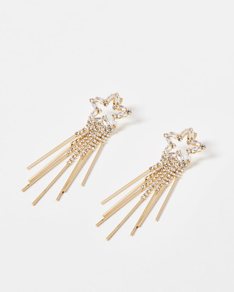 Raya Starburst & Bar Gold Tone Tassel Earrings
