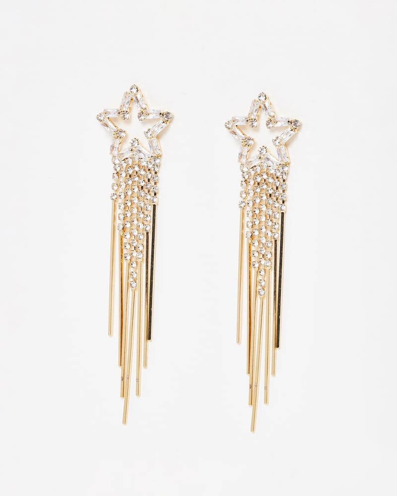 Raya Starburst & Bar Gold Tone Tassel Earrings