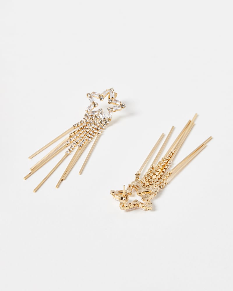 Raya Starburst & Bar Gold Tone Tassel Earrings