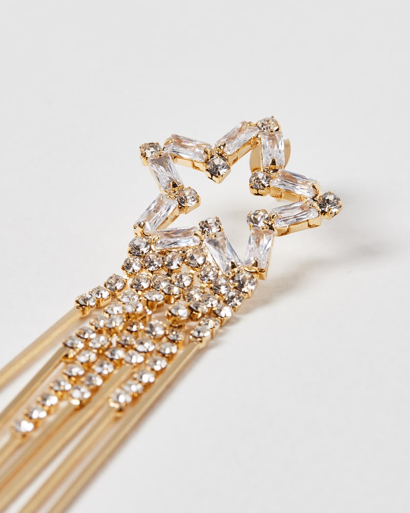 Raya Starburst & Bar Gold Tone Tassel Earrings
