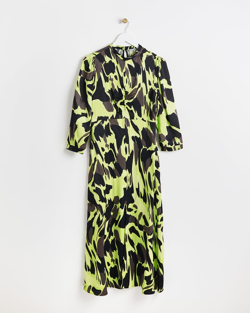 Abstract Print Green Midi Dress